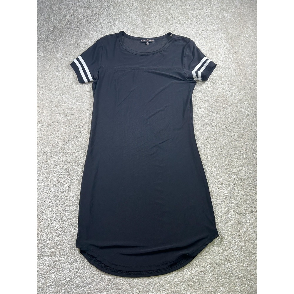 Almost Famous Dress Womens Small Black Short Sleeve Athletic T Shirt Mini Casual
